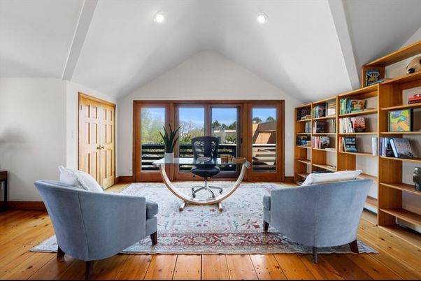 Home Office, Interior, Recessed Lighting, Wood Texture Flooring