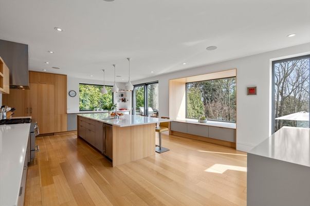 Interior, Kitchen, Pendant Lights, Recessed Lighting, Wood Texture Flooring