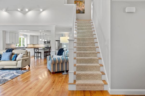 Interior, Kitchen, Living room, Pendant Lights, Stainless Steel Appliances, Wood Texture Flooring