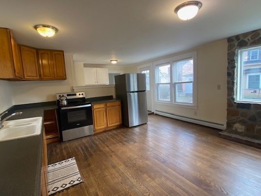 Interior, Kitchen, Stainless Steel Appliances, Wood Texture Flooring