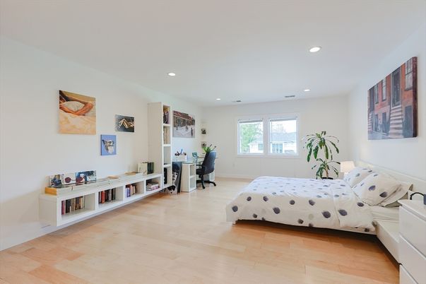 Bedroom, Home Office, Interior, Recessed Lighting, Wood Texture Flooring