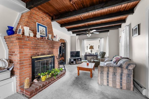 Fireplace, Interior, Living room, Stone Walls, Wooden Beams, Wooden Ceilings