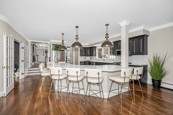 Interior, Kitchen, Pendant Lights, Wood Texture Flooring