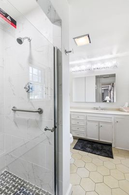 Bathroom, Glass Shower, Interior, Marble Walls