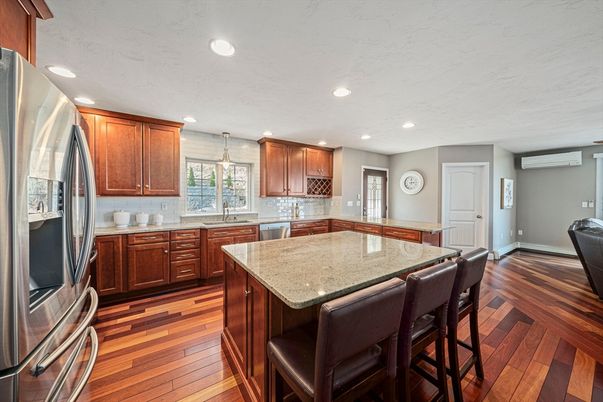 Interior, Kitchen, Pendant Lights, Recessed Lighting, Wood Texture Flooring