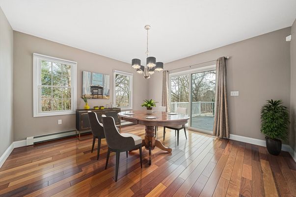 Chandelier, Dining room, Interior, Wood Texture Flooring