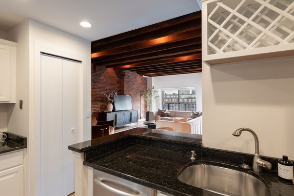 Interior, Kitchen, Recessed Lighting, Stone Walls