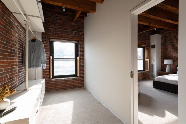 Bedroom, Empty room, Interior, Stone Walls, Wooden Beams