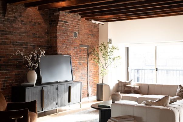Interior, Living room, Stone Walls, Wooden Beams