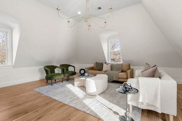 Interior, Living room, Pendant Lights, Recessed Lighting, Wood Texture Flooring