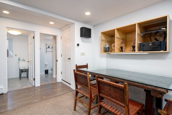 Bathroom, Dining room, Interior, Recessed Lighting, Wood Texture Flooring