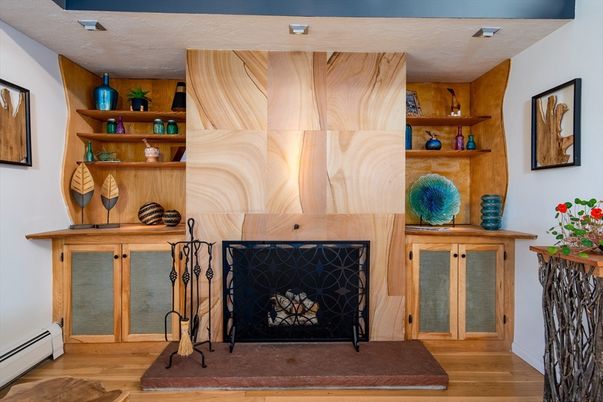 Fireplace, Interior, Wood Texture Flooring