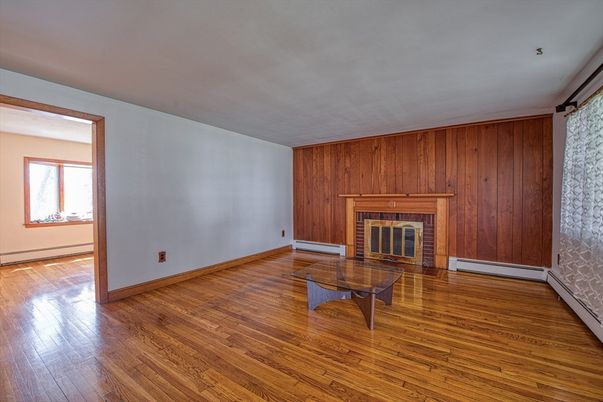 Empty room, Fireplace, Interior, Wood Texture Flooring, Wooden Walls