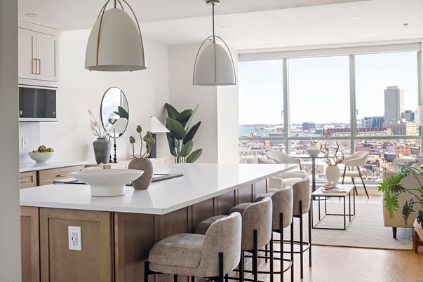 Interior, Kitchen, Pendant Lights, Recessed Lighting, Water, Wood Texture Flooring