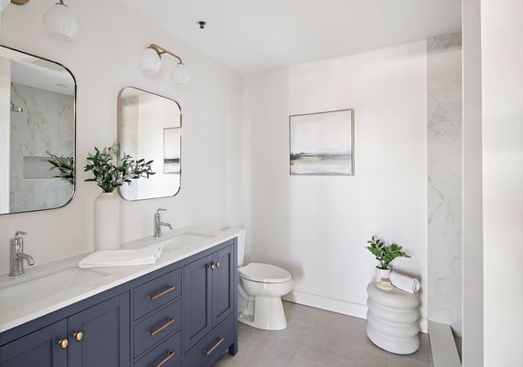 Bathroom, Dual Sink Vanities, Interior, Marble Walls