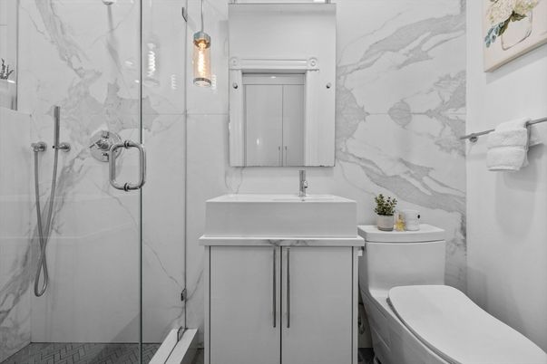 Bathroom, Glass Shower, Interior, Marble Walls