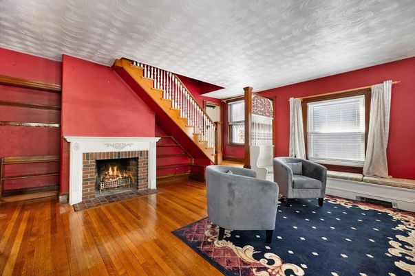 Fireplace, Interior, Wood Texture Flooring