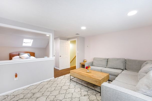 Interior, Living room, Recessed Lighting, Wood Texture Flooring