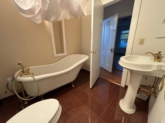 Bathroom, Free Standing Baths, Interior, Wood Texture Flooring