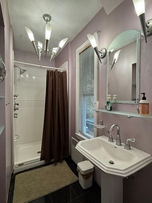 Bathroom, Chandelier, Glass Shower, Interior