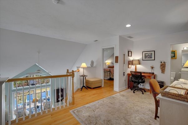 Home Office, Interior, Recessed Lighting, Wood Texture Flooring