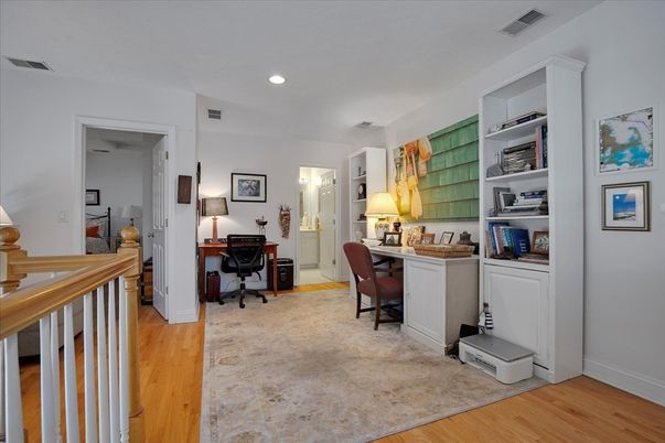 Home Office, Interior, Recessed Lighting, Wood Texture Flooring