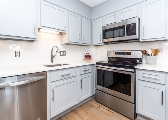 Interior, Kitchen, Stainless Steel Appliances, Wood Texture Flooring