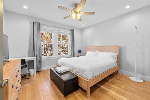 Bedroom, Home Office, Interior, Recessed Lighting, Wood Texture Flooring