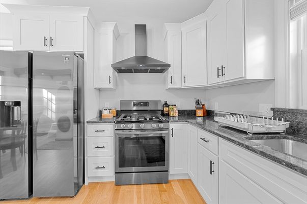 Interior, Kitchen, Stainless Steel Appliances, Wood Texture Flooring
