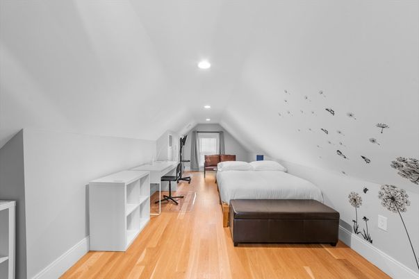 Bedroom, Home Office, Interior, Recessed Lighting, Wood Texture Flooring