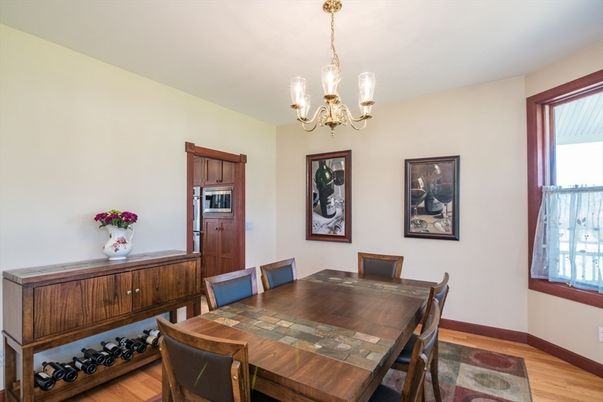 Chandelier, Dining room, Interior, Wood Texture Flooring