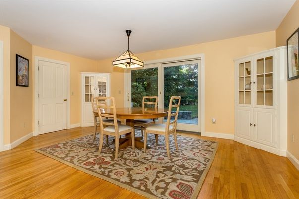 Dining room, Interior, Pendant Lights, Wood Texture Flooring