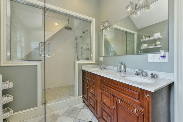 Bathroom, Dual Sink Vanities, Glass Shower, Interior