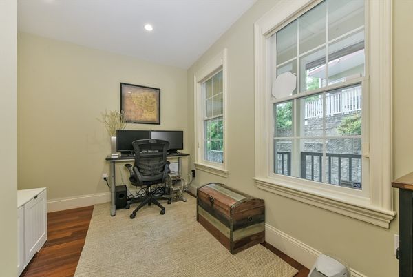 Home Office, Interior, Recessed Lighting, Wood Texture Flooring