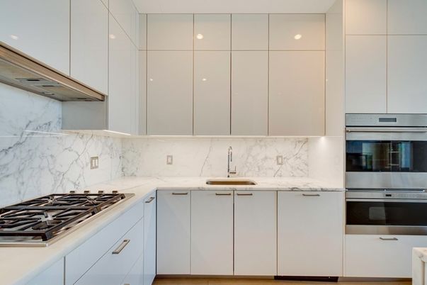 Interior, Kitchen, Marble Walls, Stainless Steel Appliances