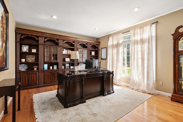 Home Office, Interior, Recessed Lighting, Wood Texture Flooring