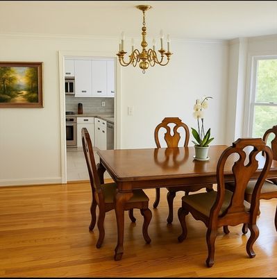 Chandelier, Dining room, Interior, Kitchen, Wood Texture Flooring