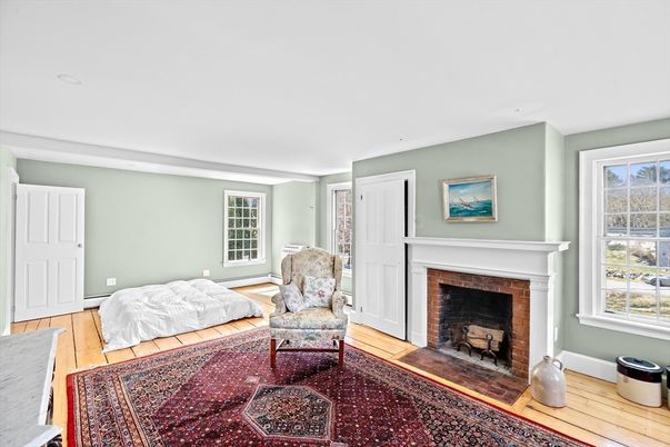 Bedroom, Fireplace, Interior, Wood Texture Flooring
