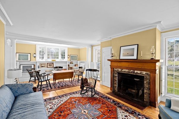 Dining room, Fireplace, Interior, Wood Texture Flooring