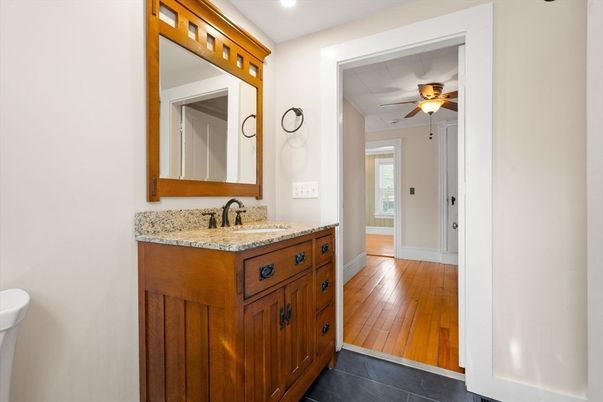 Bathroom, Interior, Recessed Lighting, Wood Texture Flooring