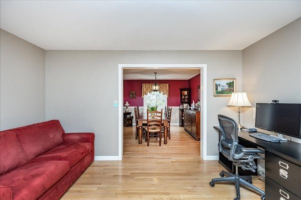 Chandelier, Home Office, Interior, Pendant Lights, Wood Texture Flooring