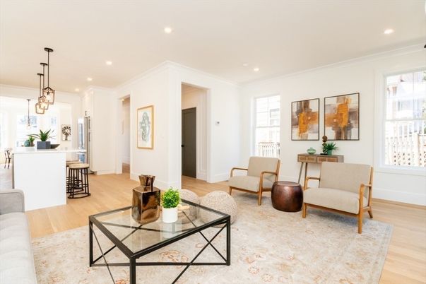 Interior, Kitchen, Living room, Pendant Lights, Recessed Lighting, Wood Texture Flooring