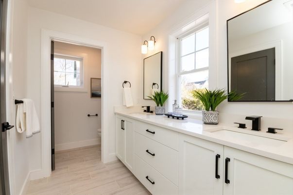 Bathroom, Dual Sink Vanities, Interior, Wood Texture Flooring