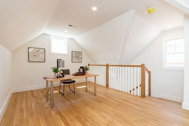 Home Office, Interior, Recessed Lighting, Wood Texture Flooring