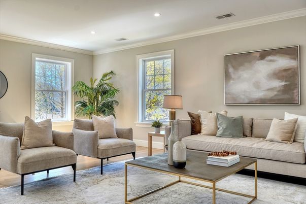 Interior, Living room, Recessed Lighting, Wood Texture Flooring