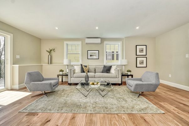 Interior, Living room, Recessed Lighting, Wood Texture Flooring