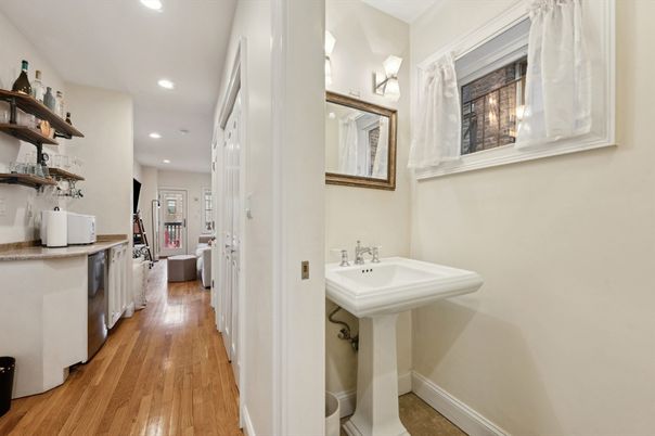 Bathroom, Interior, Recessed Lighting, Wood Texture Flooring