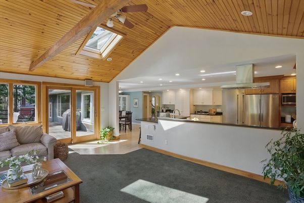 Interior, Kitchen, Recessed Lighting, Stainless Steel Appliances, Wooden Beams, Wooden Ceilings