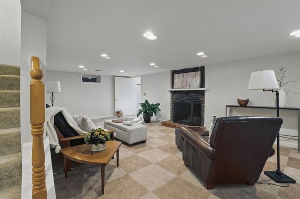Fireplace, Interior, Living room, Recessed Lighting