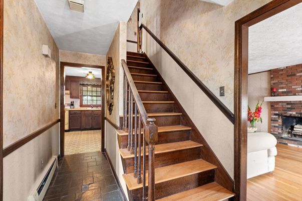 Fireplace, Interior, Stone Walls, Wood Texture Flooring
